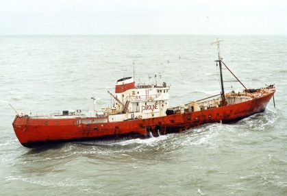 Ross Revenge shortly after aerial mast collapsed 1987